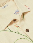 BODE - Wildflower Embroidered Cotton Half-Placket Shirt - Neutrals