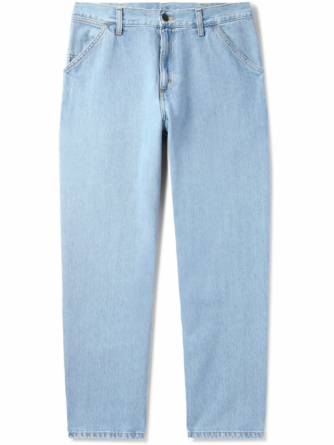 Photo: Carhartt WIP - Single Knee Straight-Leg Logo-Appliquéd Jeans - Blue
