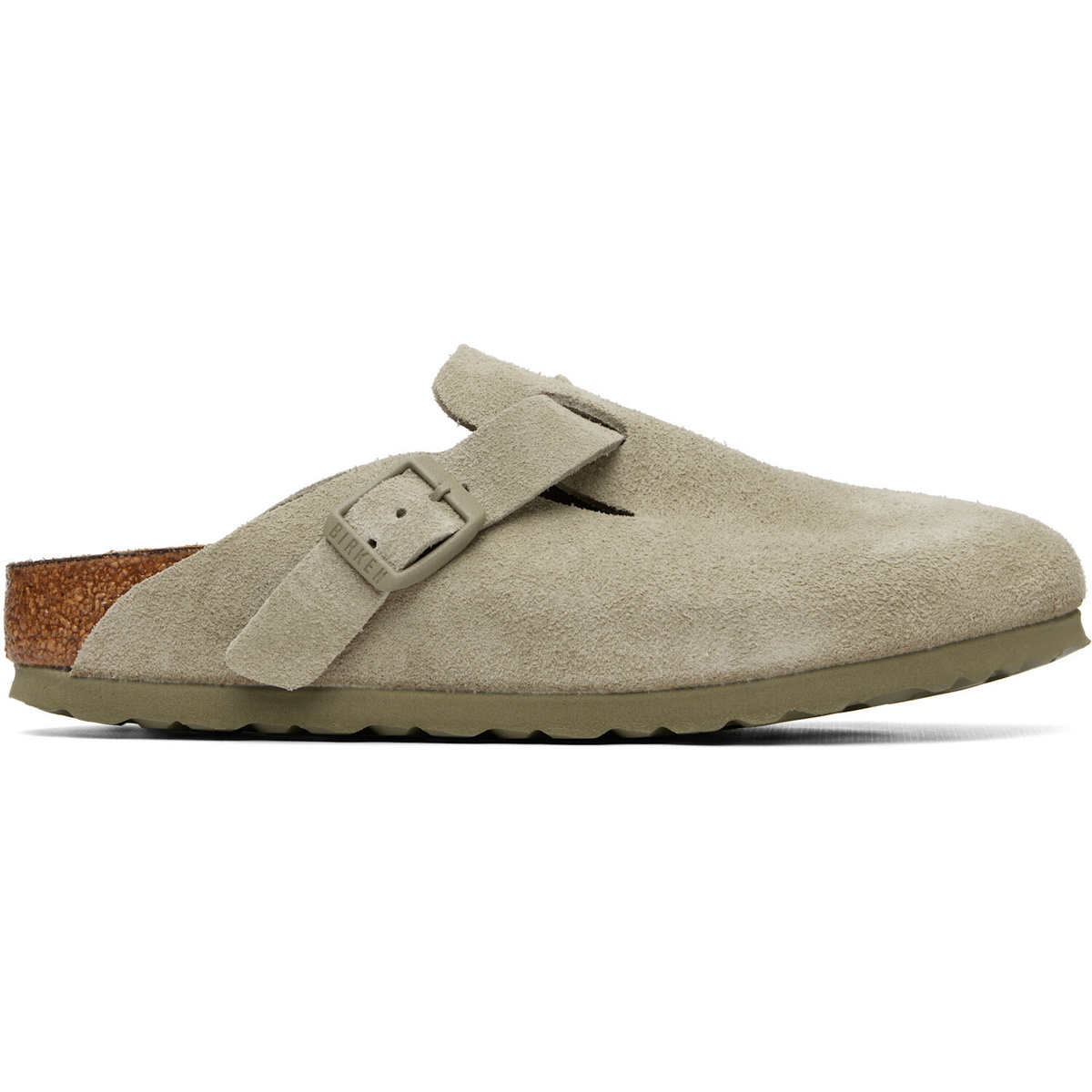 Birkenstock Khaki Narrow Boston Suede Leather Loafers