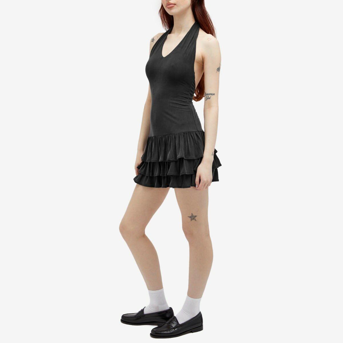 Peachy Den Women's Kylie Halter Mini Dress in Graphite