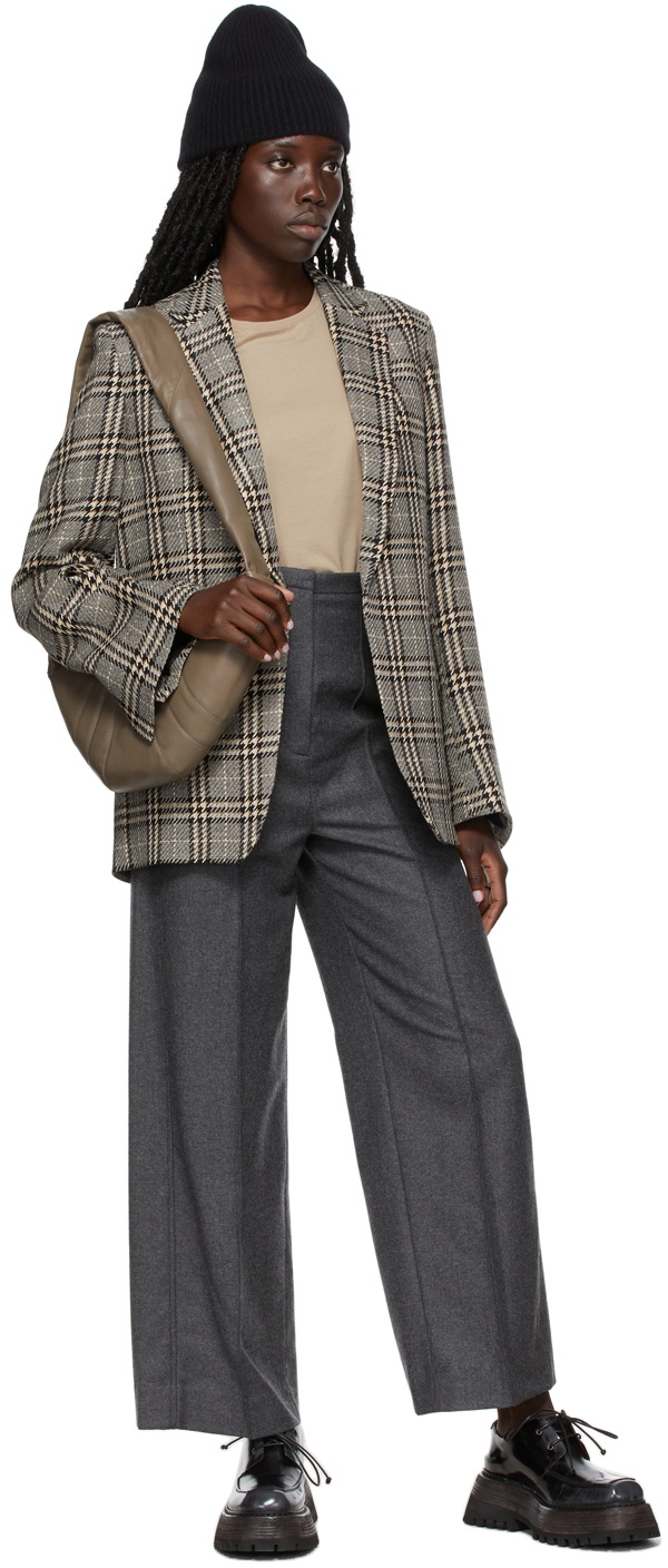 check houndstooth wide lapel blazer