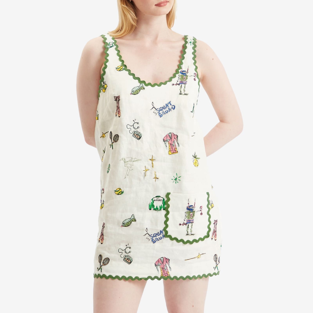 ALÉMAIS Women's Play Embroidered Mini Dress in Cream