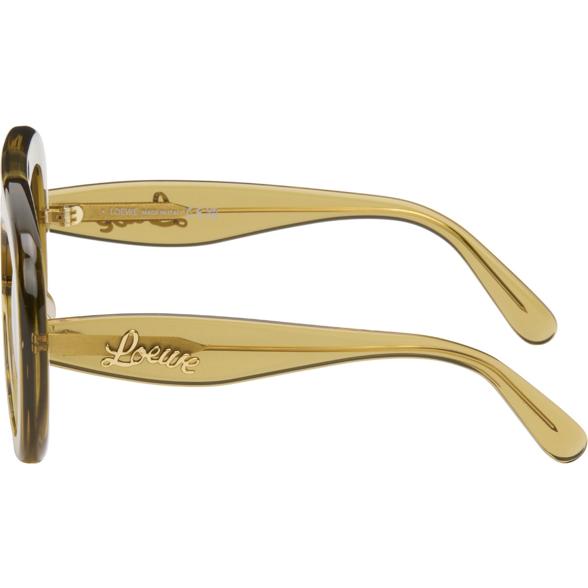 LOEWE Yellow Curvy Logo Aviator Sunglasses