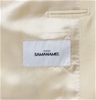 Saman Amel - Slim-Fit Slub Silk Tuxedo Jacket - Neutrals