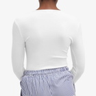 DONNI. Women's Baby Rib Scallop Long Sleeve Top in Powder