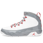 Air Jordan Men's 9 Retro Sneakers in White/Fire Red