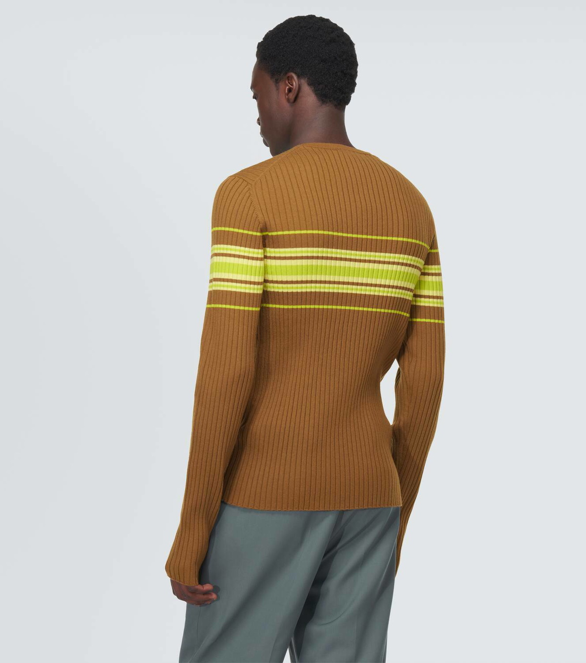 Wales Bonner Show striped ribbed-knit wool-blend top