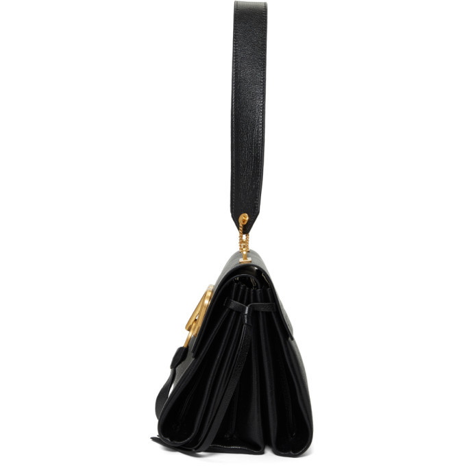 Valentino Garavani VRing Shoulder Bag Leather Small Black