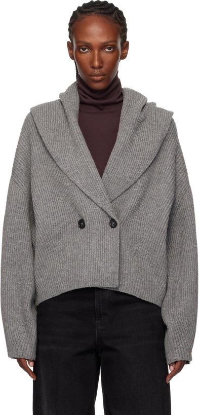 Photo: TOTEME Gray Shawl-Lapel Cardigan