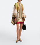 La DoubleJ Printed fringe-trimmed silk miniskirt