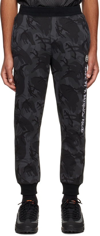 Photo: AAPE by A Bathing Ape Black Embroidered Lounge Pants