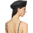 MISBHV Black Vegan Leather Monogram Beret