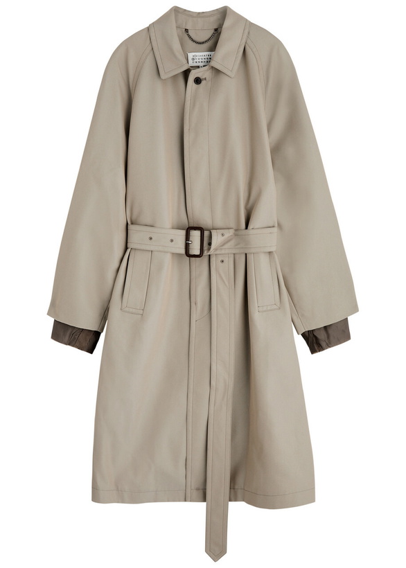 Photo: Maison Margiela Belted Cotton-blend Trench Coat Stone