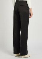 Toteme Raw-edged Straight-leg Satin Trousers Black