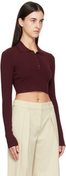 The Frankie Shop Burgundy Giselle Cropped Knit Polo