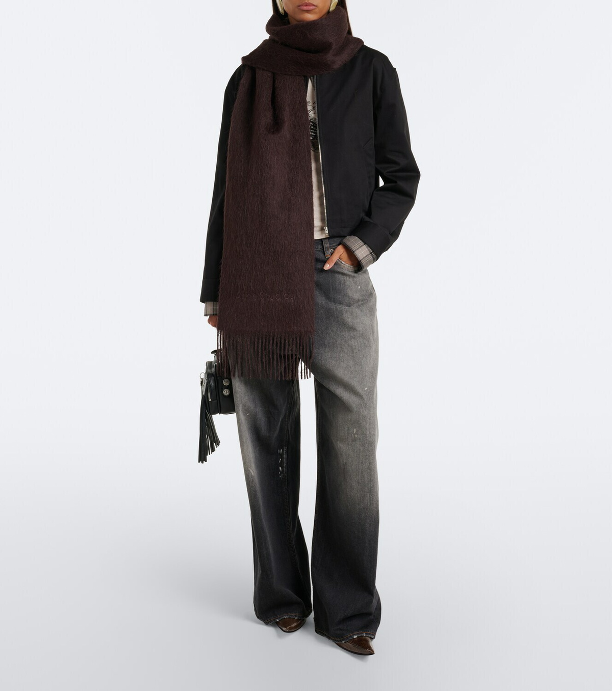 Acne Studios Fringed alpaca and wool scarf