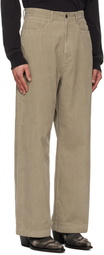 TONYWACK Beige Washed Corduroy Wide-Leg Trousers