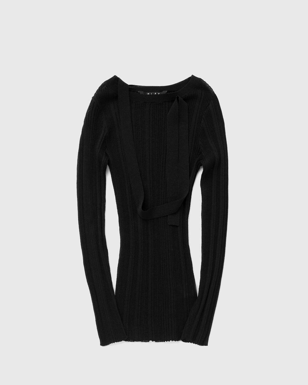 ØLÅF ADJUSTABLE TIE KNIT TOP Black Womens Longsleefe