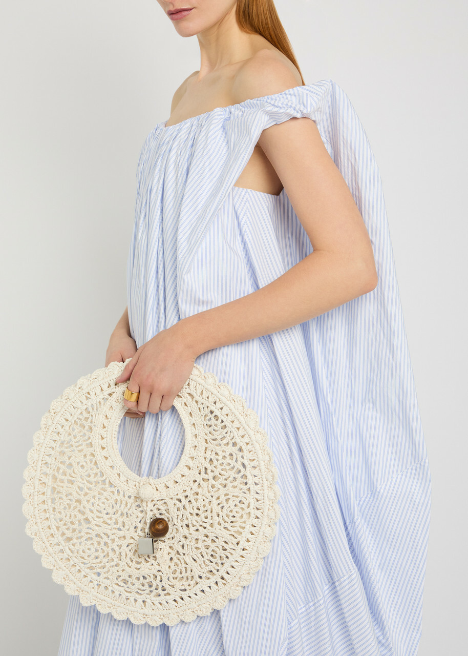Jacquemus La Robe Lavande Striped Poplin Midi Dress White