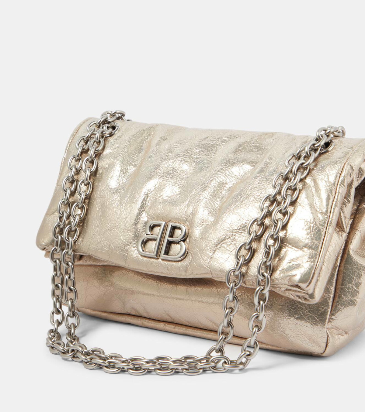 【BALENCIAGA】Monaco メタリックレザーバッグ Balenciaga Monaco Small metallic leather shoulder bag Balenciaga
