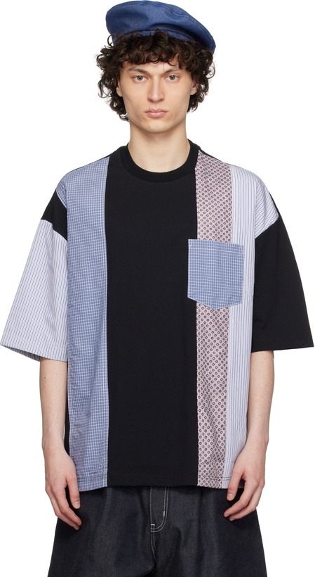 Photo: Comme des Garçons Homme Black Multi Fabrics Mix T-shirt