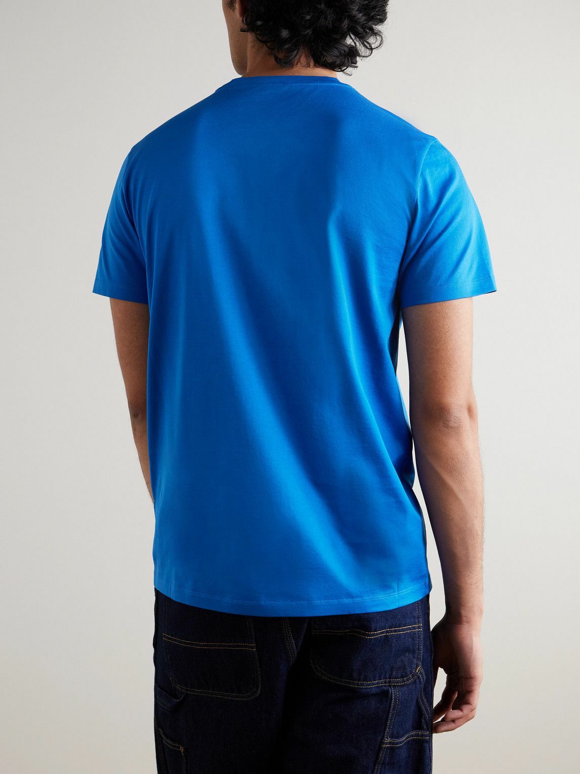 Moncler - Logo-Appliquéd Cotton-Jersey T-Shirt - Blue