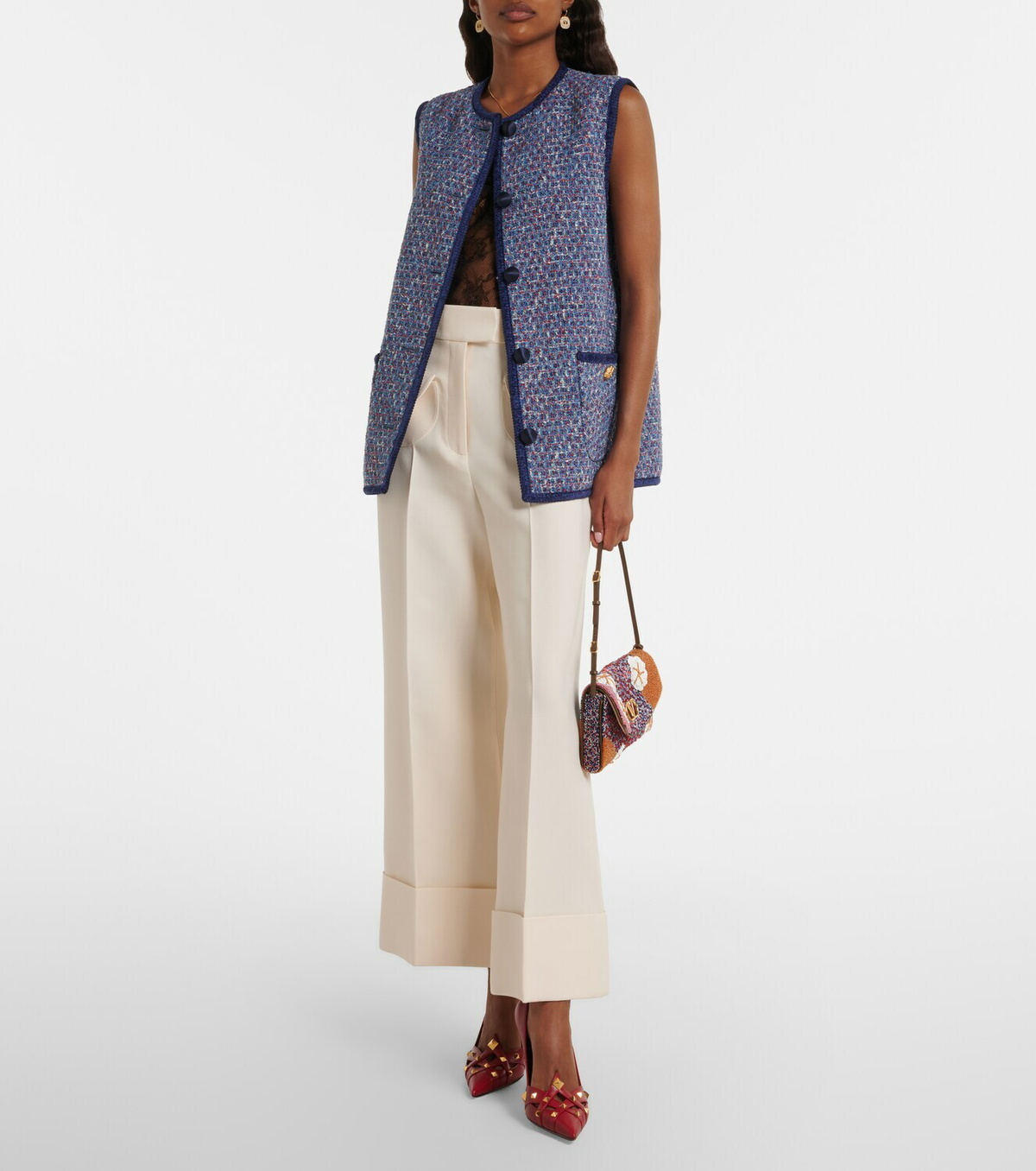 Valentino VGold Crepe Couture wide-leg pants