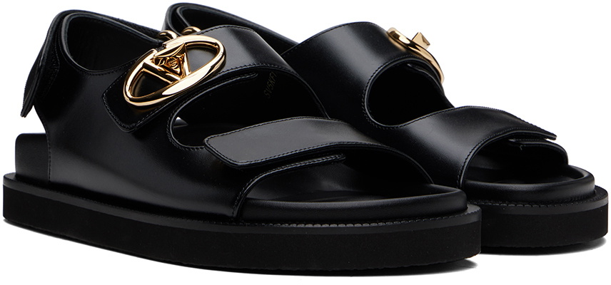 Valentino Garavani Black Leather Flip-Flop Sandals