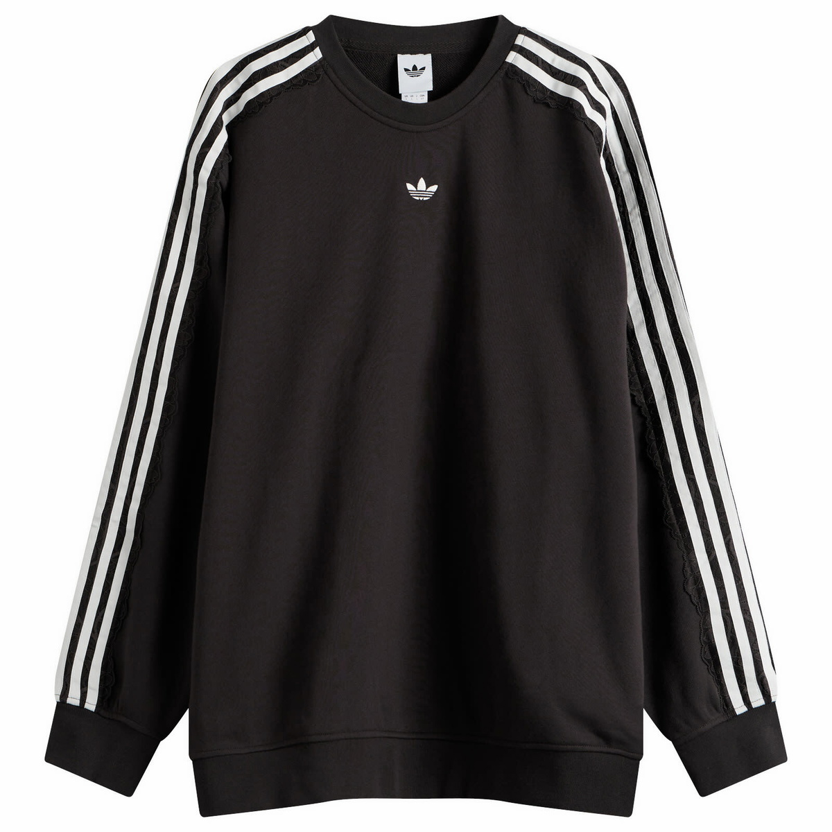 Adidas Women's Lace 3 Stripe Crew Sweatshirt in Night Brown