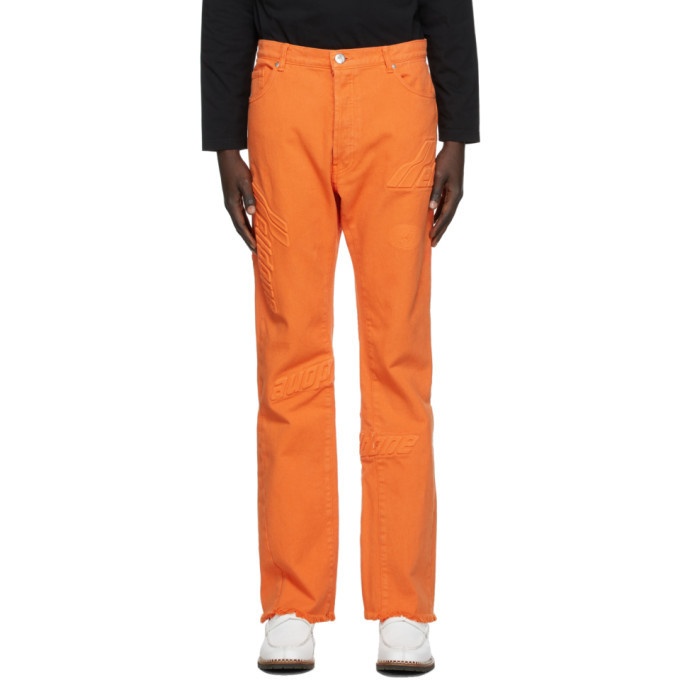 Photo: We11done Orange Embossed Semi-Boot Cut Trouser
