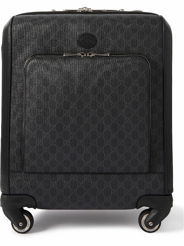 Photo: GUCCI - Small Cross-Grain Leather-Trimmed Monogrammed Canvas Suitcase