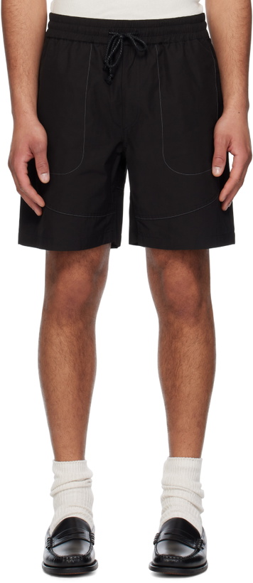 Photo: COOR Black Contrast-Stitching Active Shorts