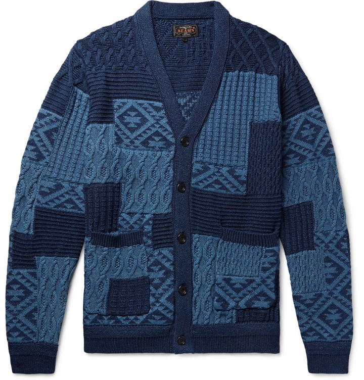 Photo: Beams Plus - Patchwork Cotton-Jacquard Cardigan - Blue