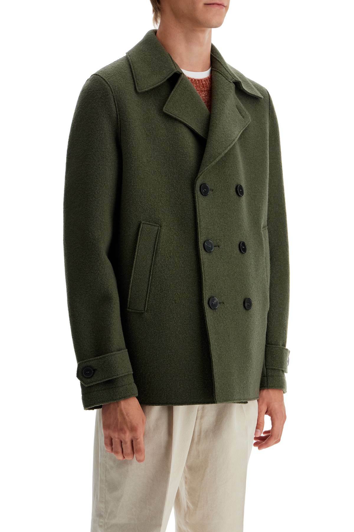 HARRIS WHARF LONDON double-breasted woolen caban Green
