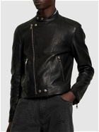 BALMAIN - Zipped Leather Biker Jacket