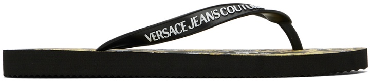 Photo: Versace Jeans Couture Black Printed Flip Flops