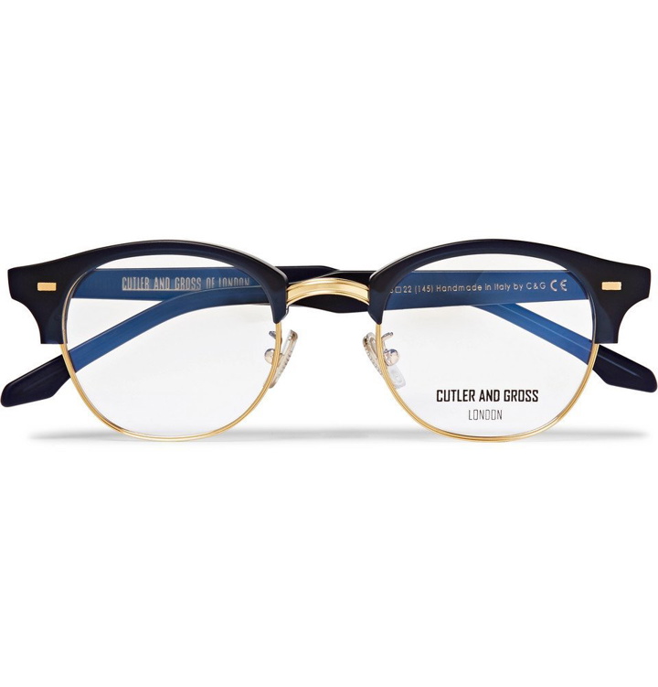 Photo: Cutler and Gross - D-Frame Acetate And Gold-Tone Optical Glasses - Midnight blue