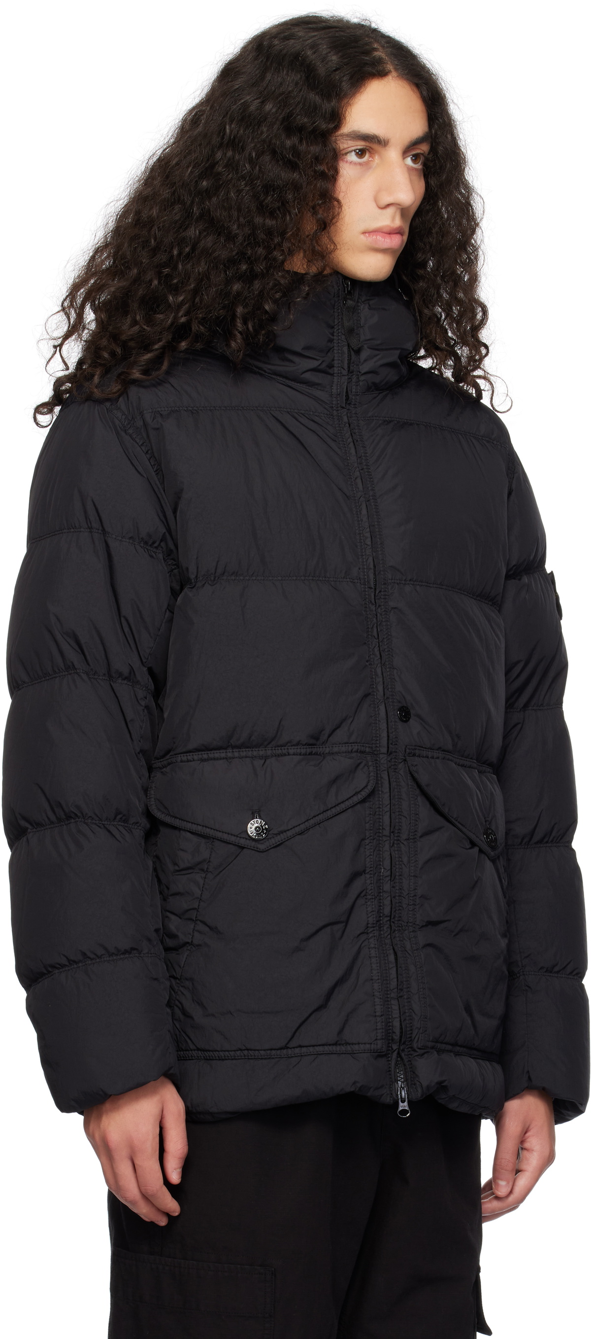 Stone Island Black 40723 Crinkle Reps R-NY Down Jacket Stone