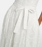 Elie Saab Embroidered belted cotton-blend midi dress