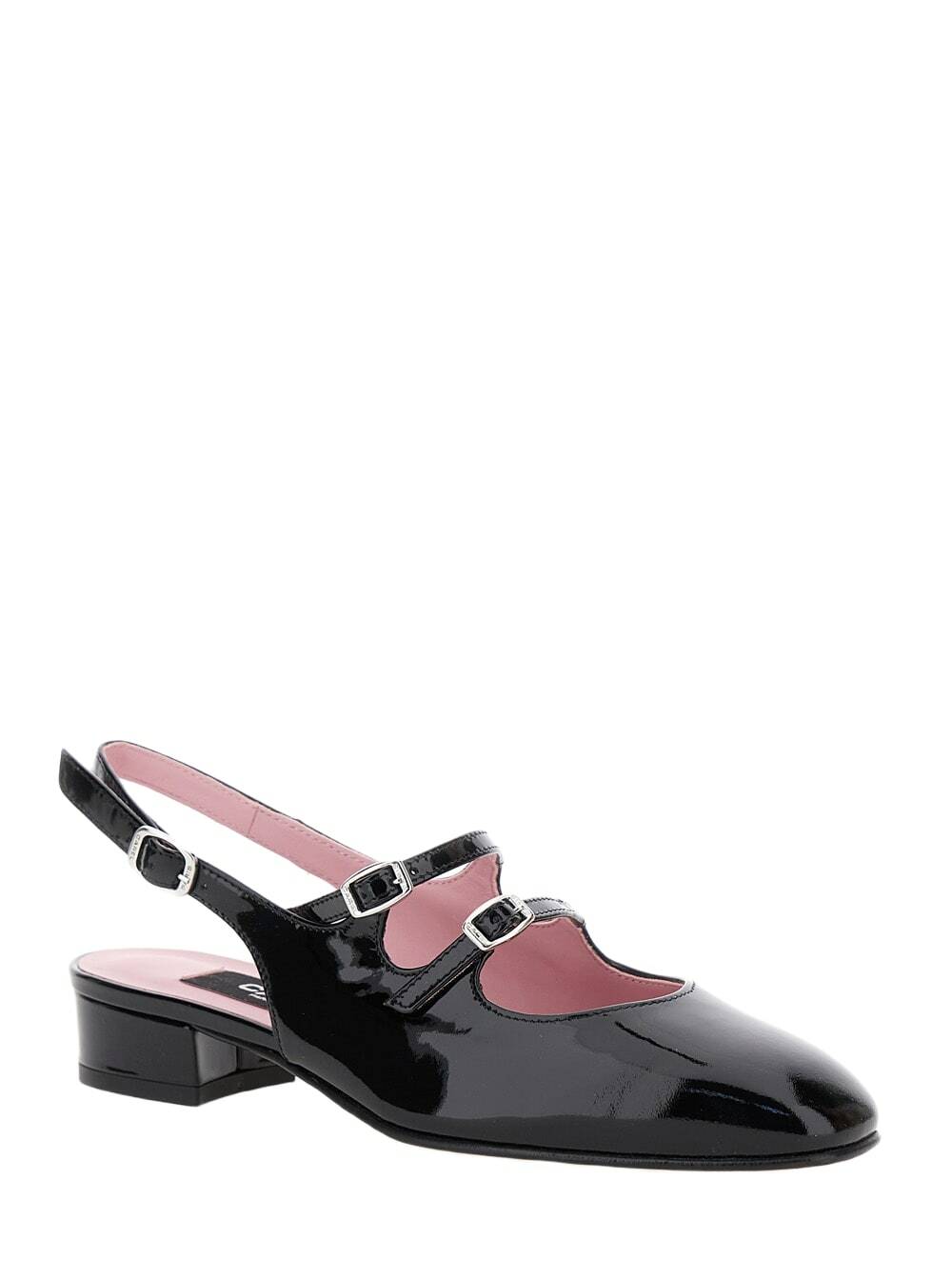 Carel peche Black Slingback Pumps With Buckle Strap Closure In Patent Leather Woman