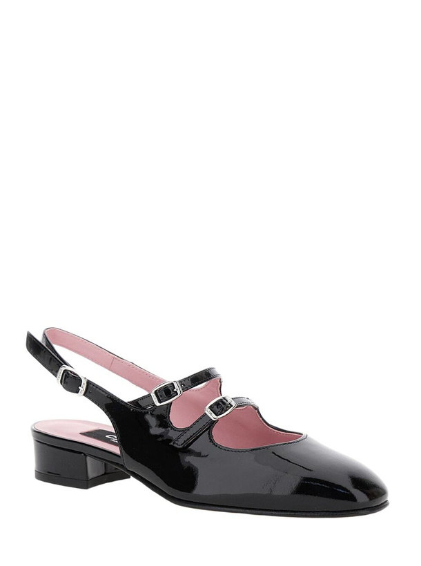 Photo: Carel peche Black Slingback Pumps With Buckle Strap Closure In Patent Leather Woman