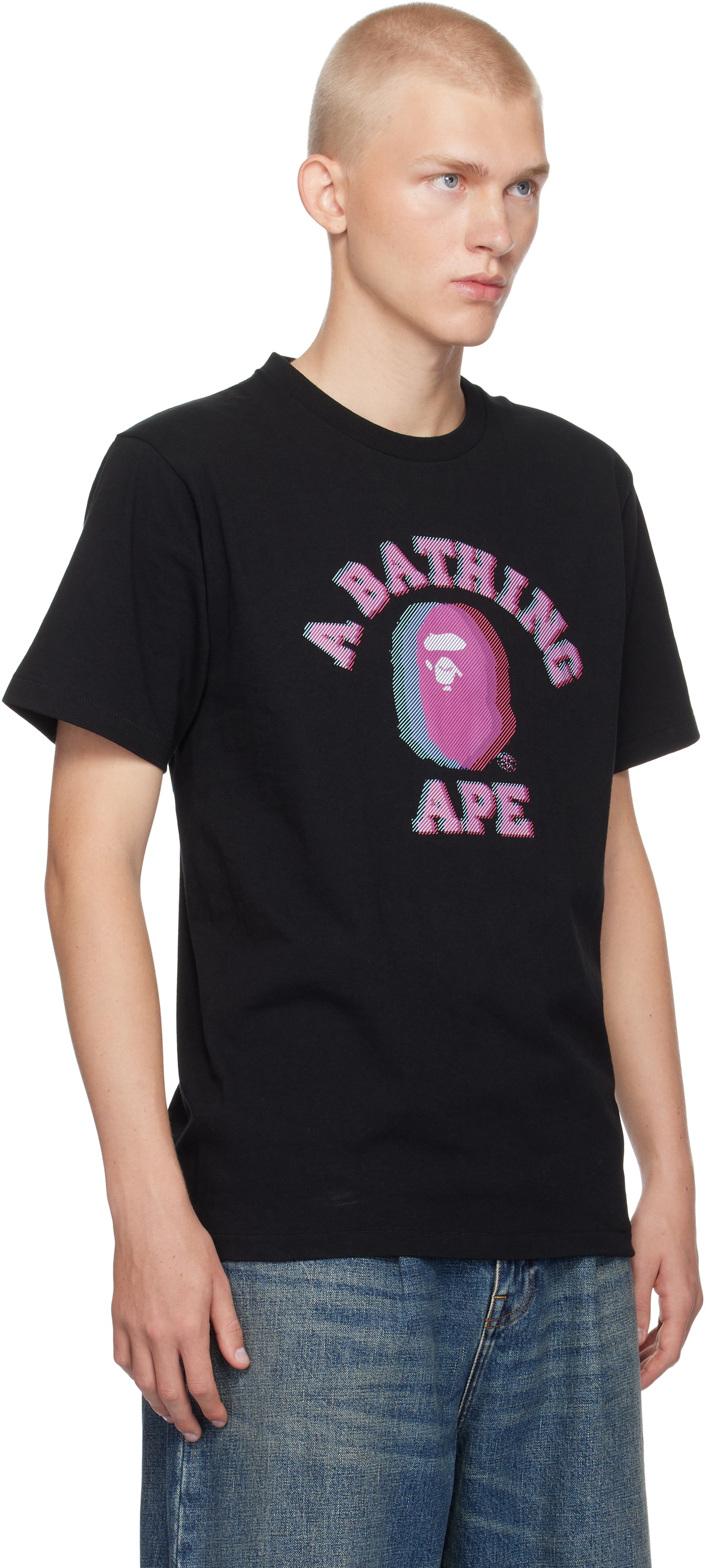 BAPE Black Glitch Art College T-shirt A Bathing Ape BAPE Black Glitch Art College T-shirt A Bathing Ape