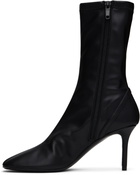 Courrèges Black Oblique Stretch Leather Effect Ankle Boots