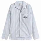 Calvin Klein Men's Poplin Script Button Down Pyjama Top in Crest Stripe/Ice Castle