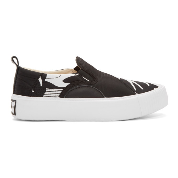 Photo: McQ Alexander McQueen Black and White Plimsoll Slip-On Sneakers
