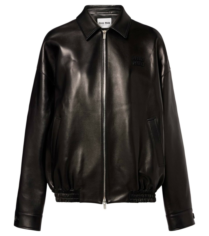 Photo: Miu Miu Logo leather jacket