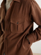 Caruso - Houndstooth Brushed Wool Overshirt - Neutrals