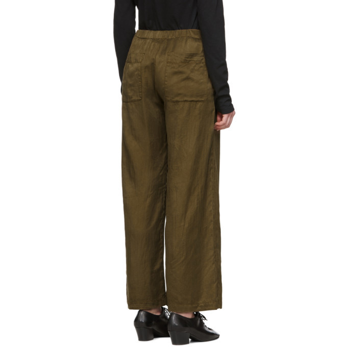 Raquel Allegra Khaki Sateen Everyday Trousers