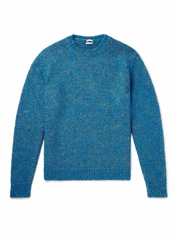 Photo: Massimo Alba - Ethan Knitted Melangé Wool, Mohair and Silk-Blend Sweater - Blue