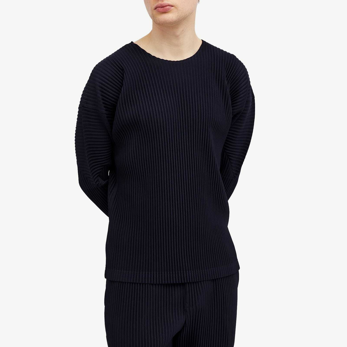 Homme Plissé Issey Miyake Men's Pleated Long Sleeve T-Shirt in